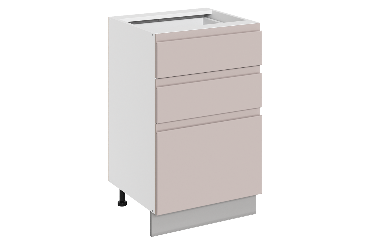 Фьюжн Шкаф рабочий L500 B500 Слим (3 ящ.) (эмаль) (белый/кофейный)