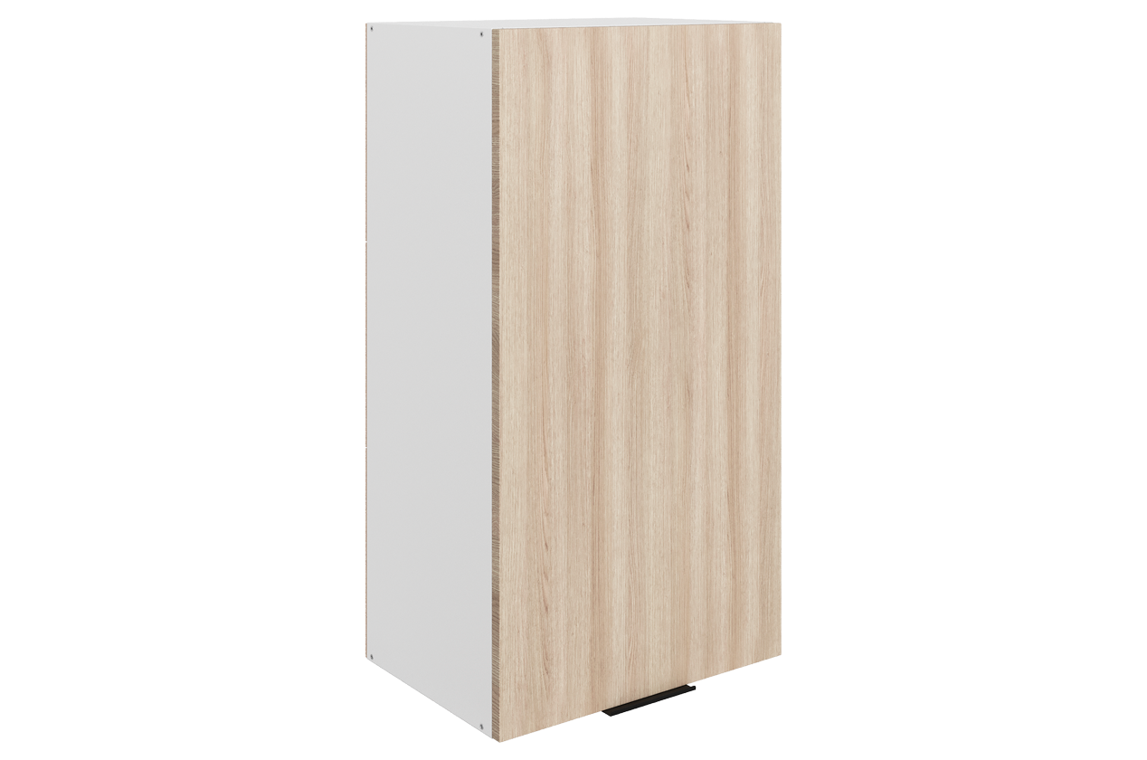 Стоун Шкаф навесной L450 Н900 (1 дв. гл.) (белый/кешью матовый)