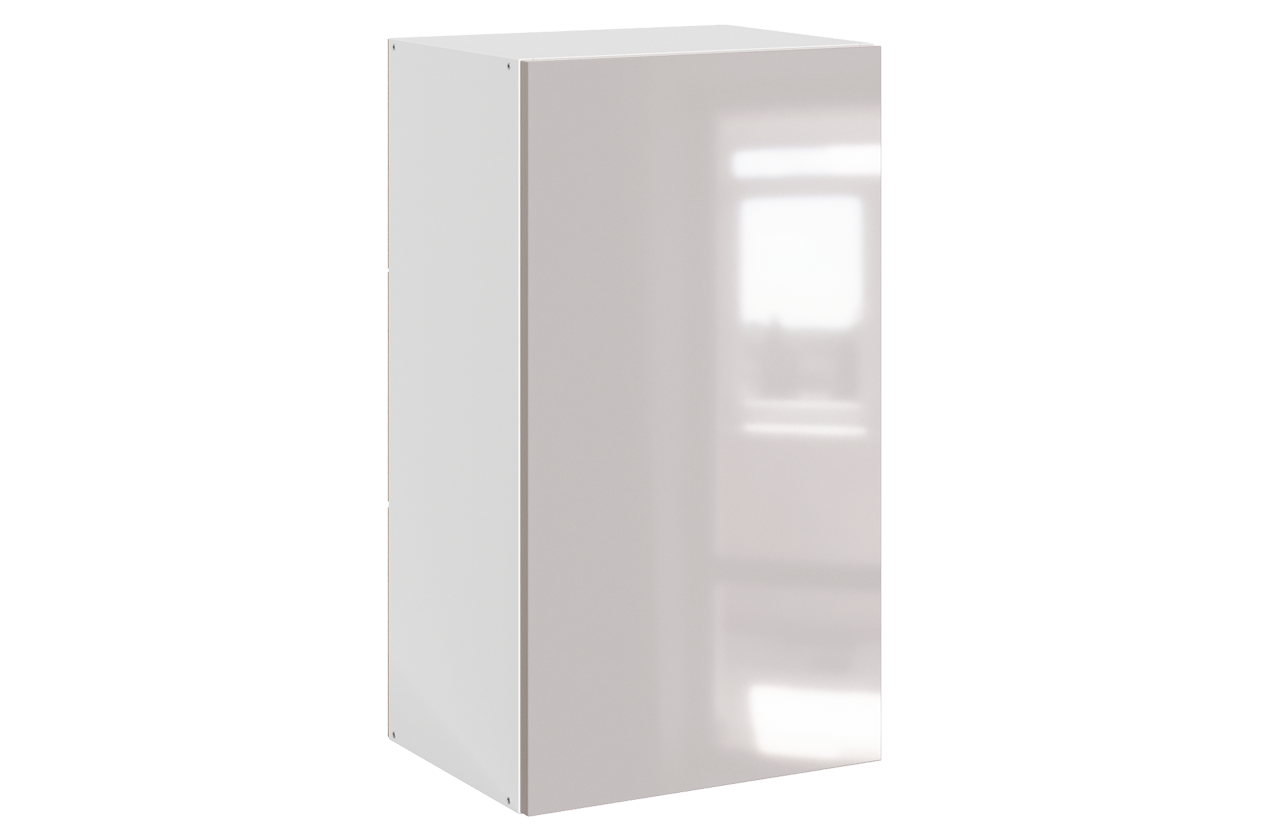 Кристи Шкаф навесной L400 Н720 (1 дв. гл.) (эмаль) (белый/дымчатый глянец)