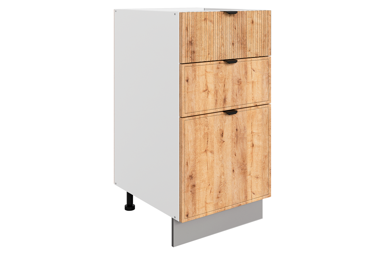 Бариста Шкаф рабочий L400 B500 Слим (3 ящ.) (белый/дуб европейский матовый)
