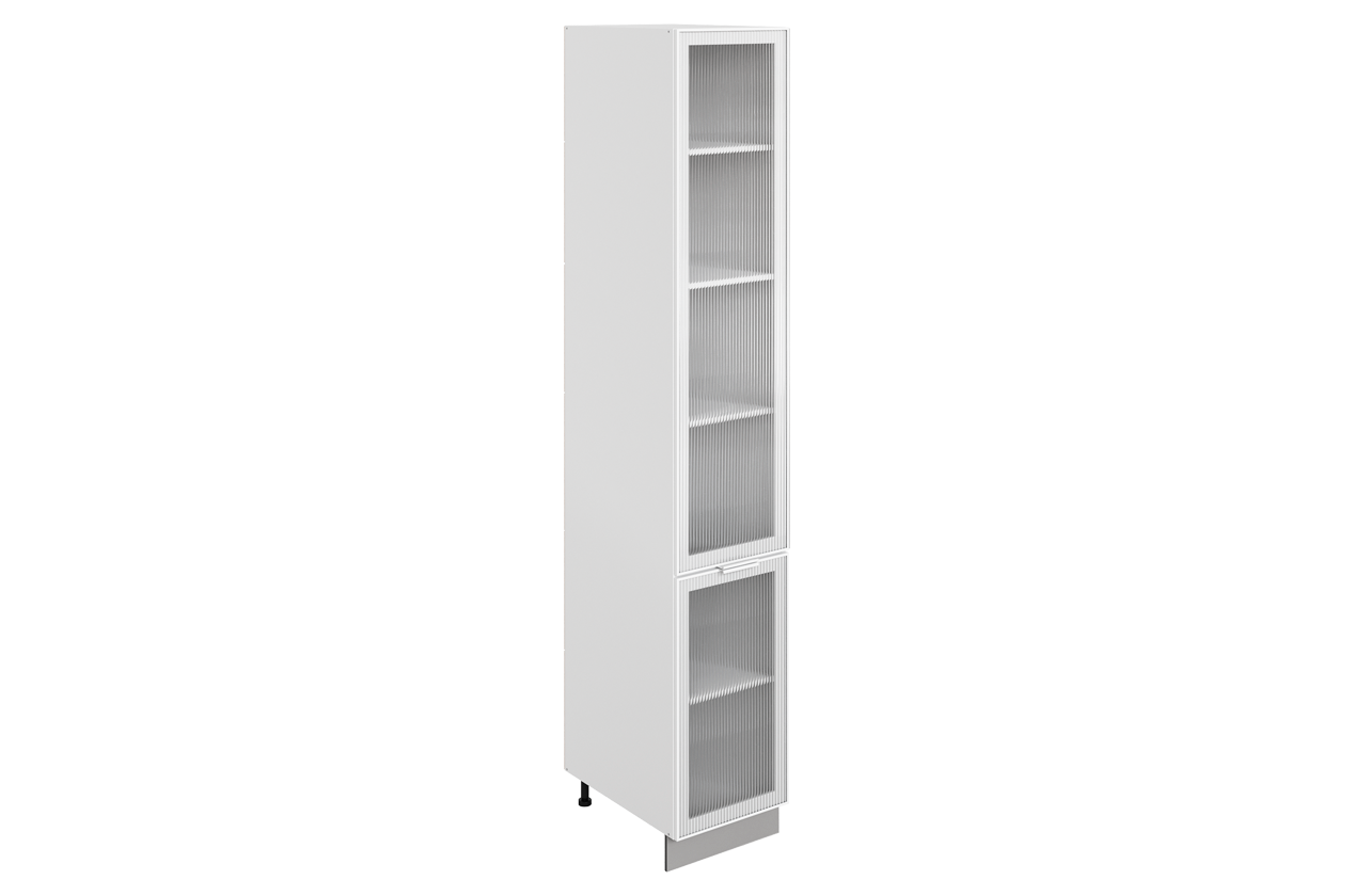 Алюм Шкаф-пенал 2 L400 H2321 (2 дв. рам.) (белый/белый муар/бесцветное мору)
