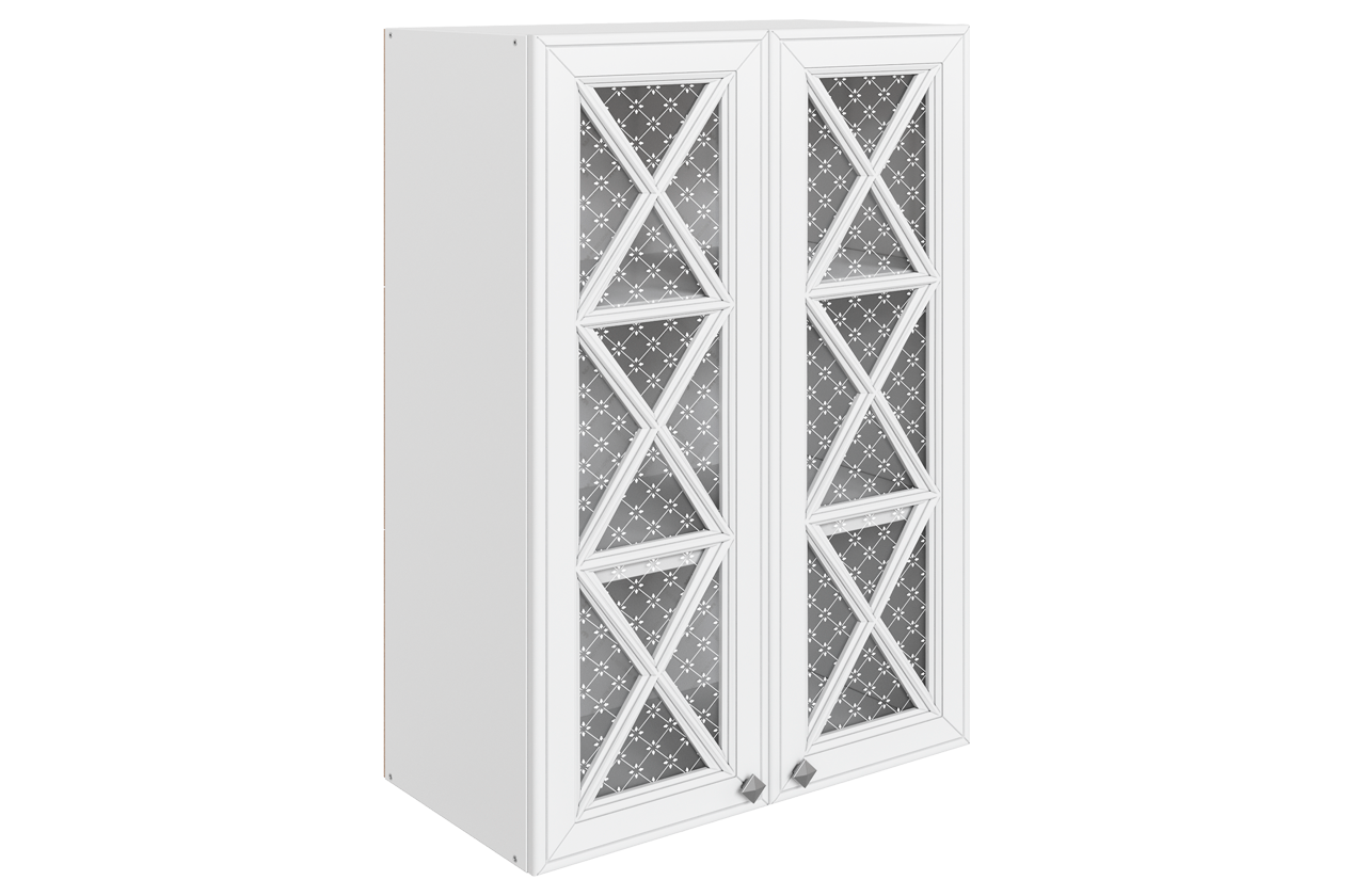 Мишель Шкаф навесной L600 H900 (2 дв. крест.) (эмаль) (белый/белый)