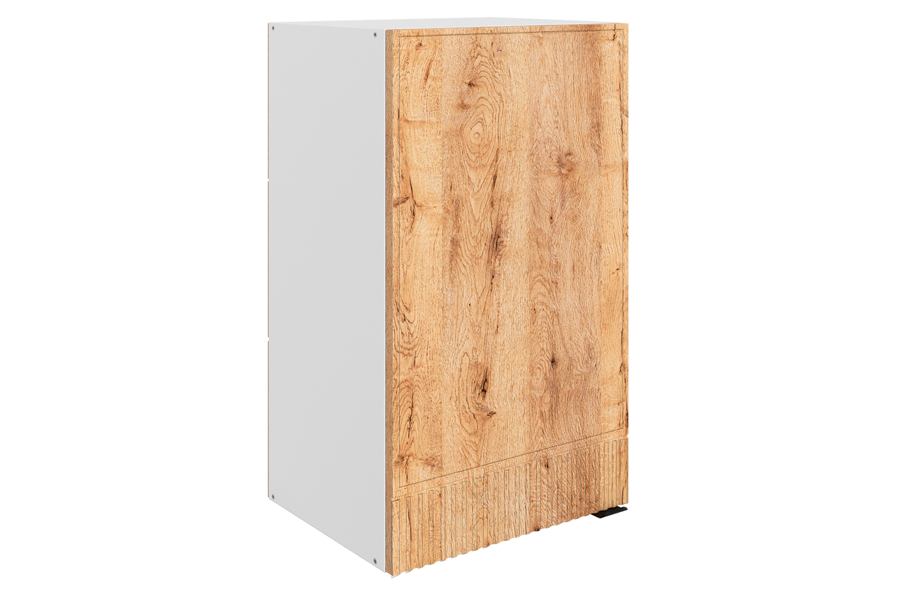 Бариста Шкаф навесной L400 Н720 (1 дв. гл.) (левый) (белый/дуб европейский матовый)