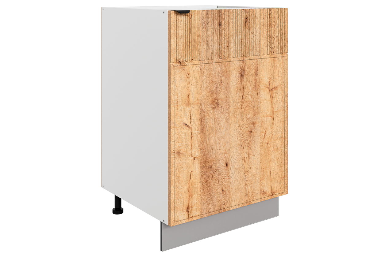 Бариста Шкаф рабочий L500 B500 (1 дв. гл.) (правый) (белый/дуб европейский матовый)