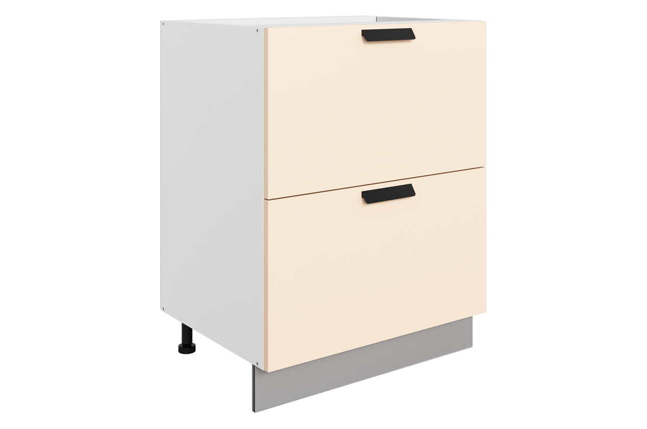 Джаз Шкаф рабочий L600 B500 Слим (2 ящ.) (эмаль) (белый/крем)