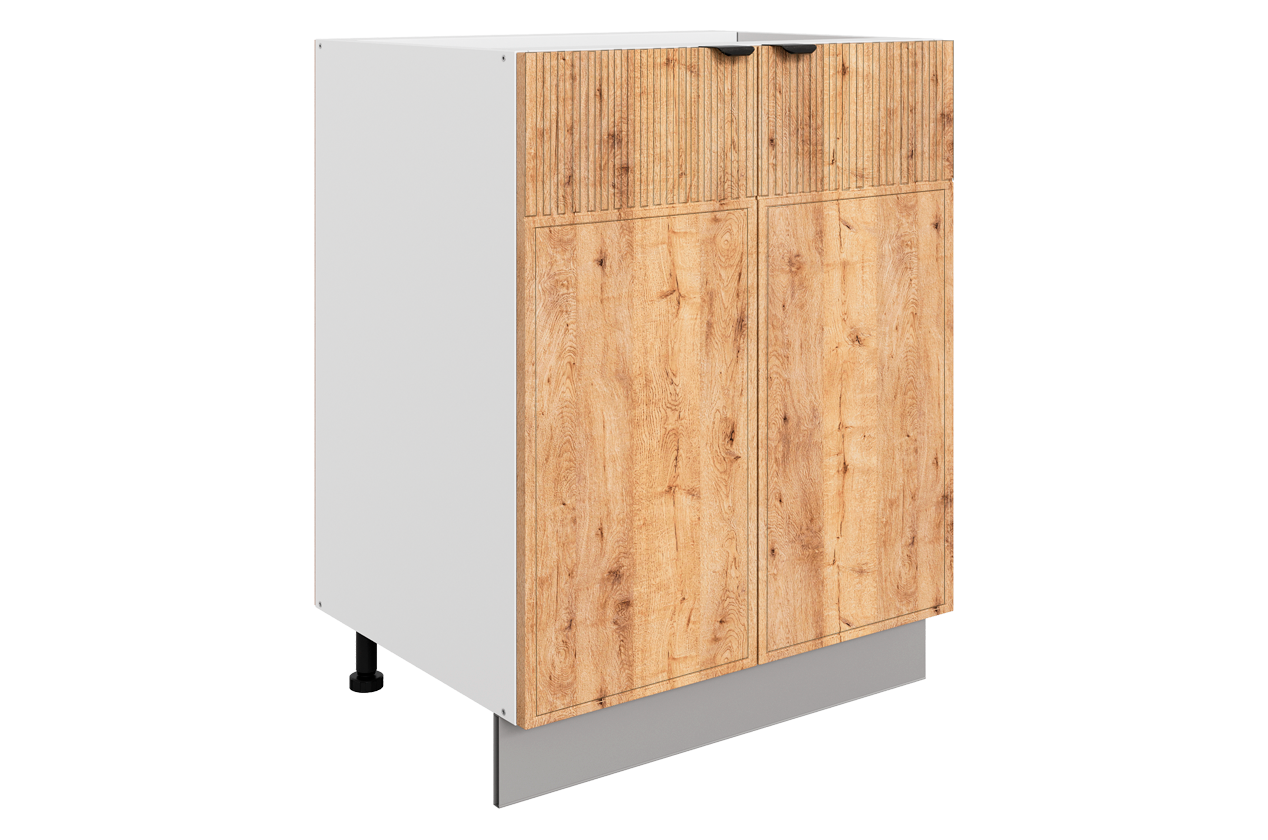 Бариста Шкаф рабочий L600 B500 (2 дв. гл.) (белый/дуб европейский матовый)