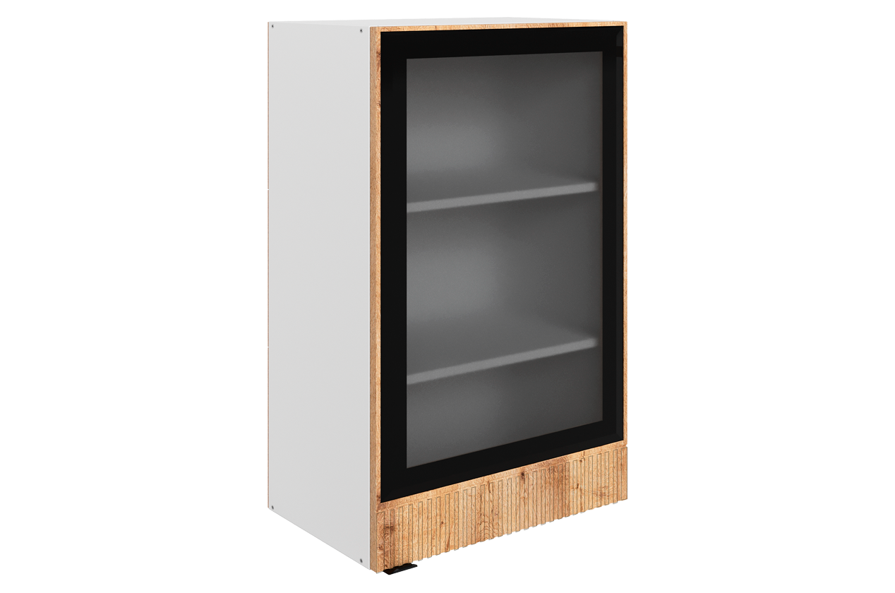 Бариста Шкаф навесной L500 Н900 (1 дв. рам.) (правый) (белый/дуб европейский матовый)