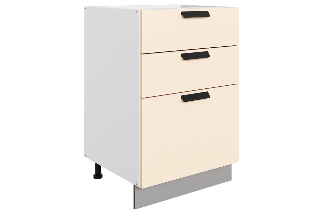 Джаз Шкаф рабочий L500 B500 Слим (3 ящ.) (эмаль) (белый/крем)