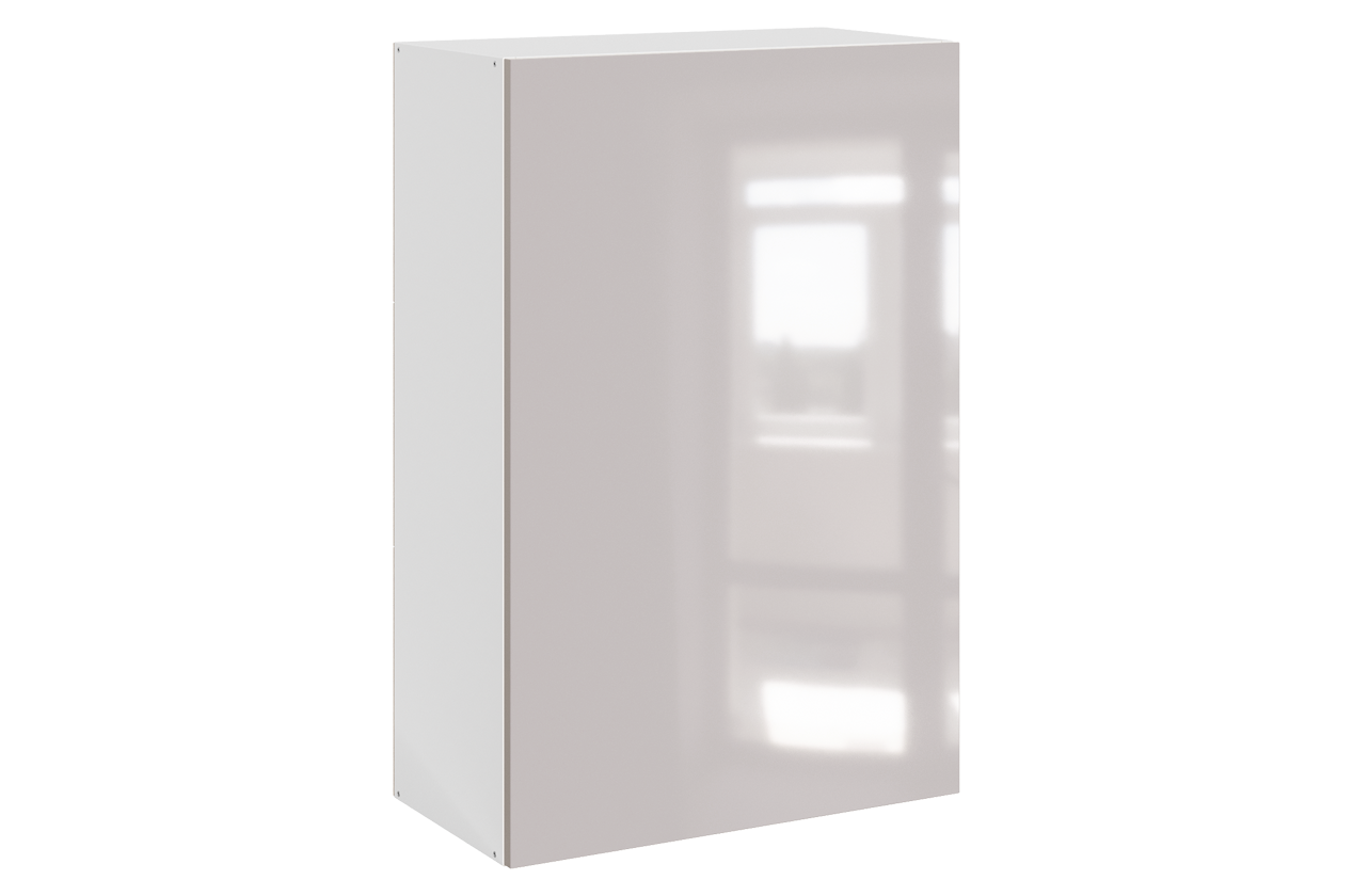 Кристи Шкаф навесной L600 Н900 (1 дв. гл.) (эмаль) (белый/дымчатый глянец)