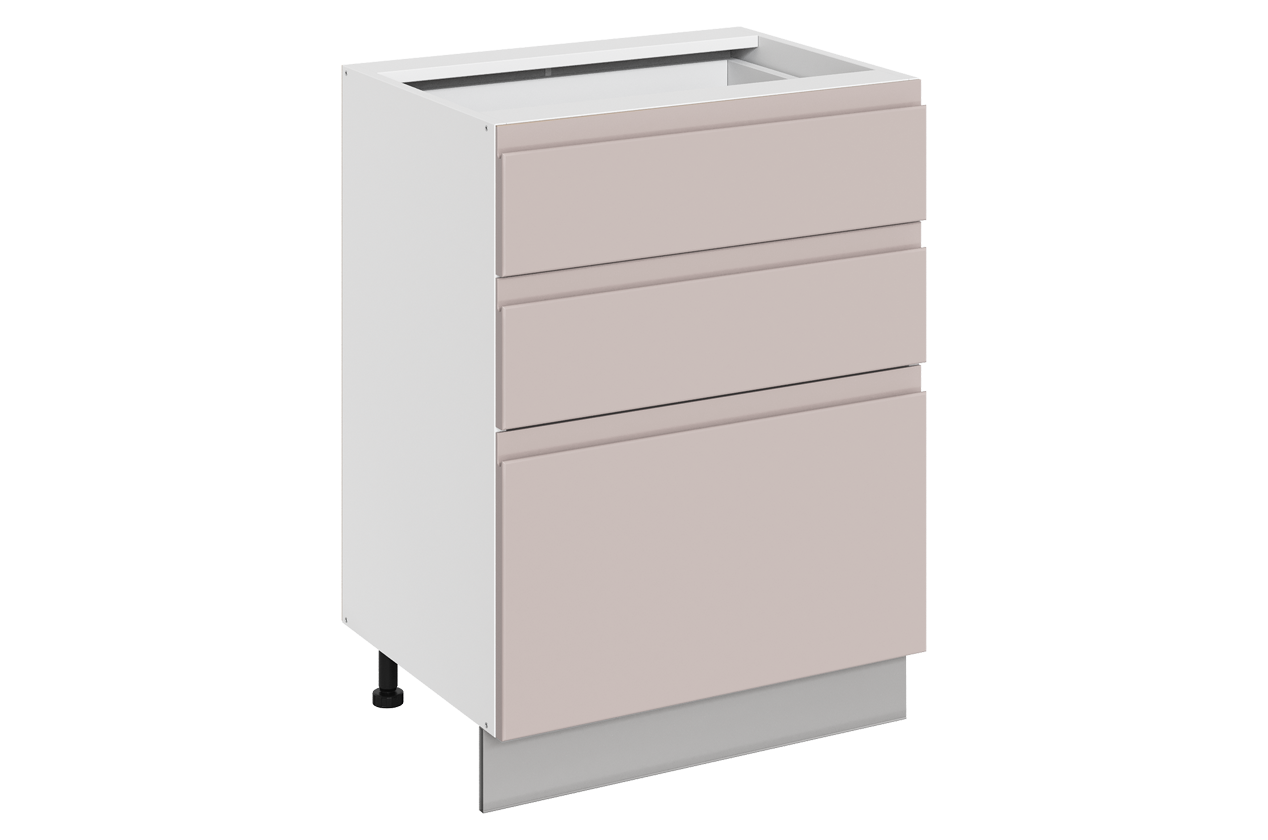 Фьюжн Шкаф рабочий L600 B500 Слим (3 ящ.) (эмаль) (белый/кофейный)