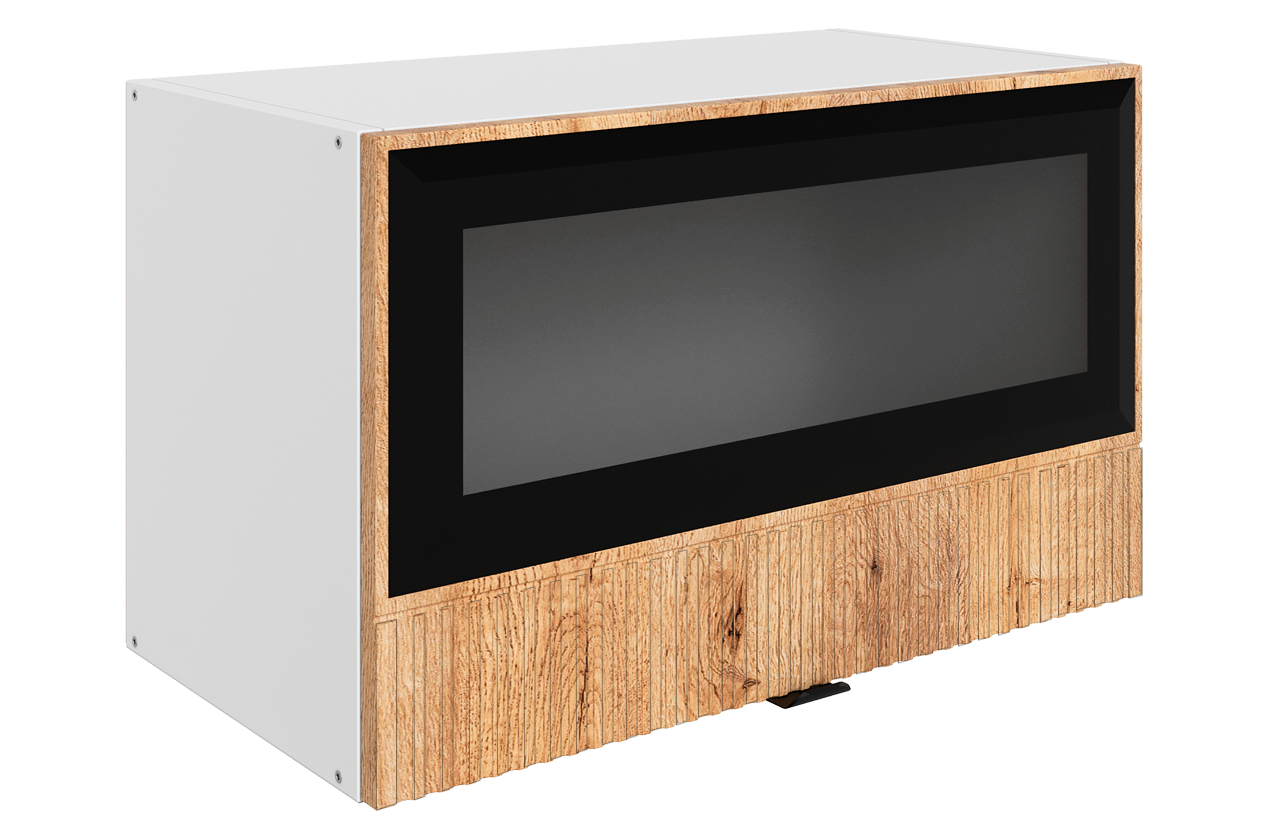 Бариста Шкаф навесной L600 Н360 (1 дв. рам.) (белый/дуб европейский матовый)