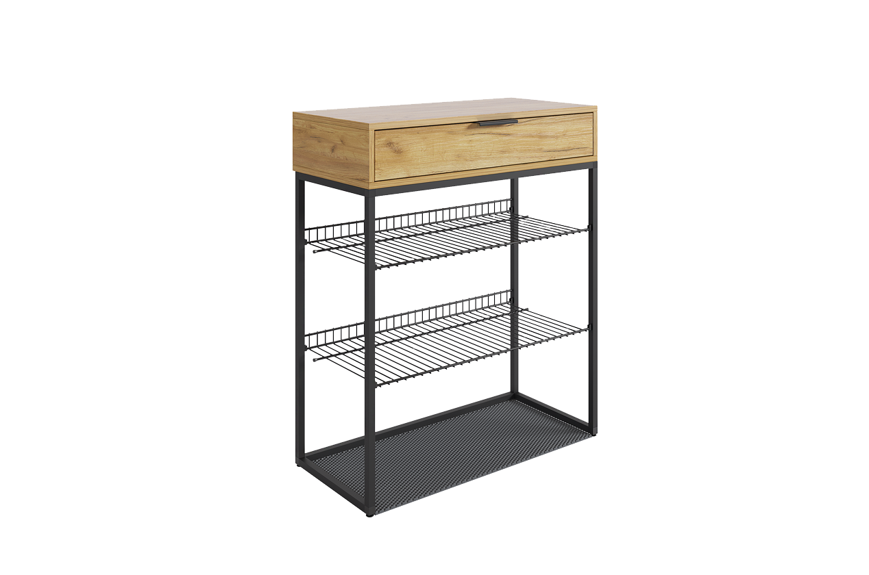 Обувница Краш (черный муар/дуб крафт золотой)