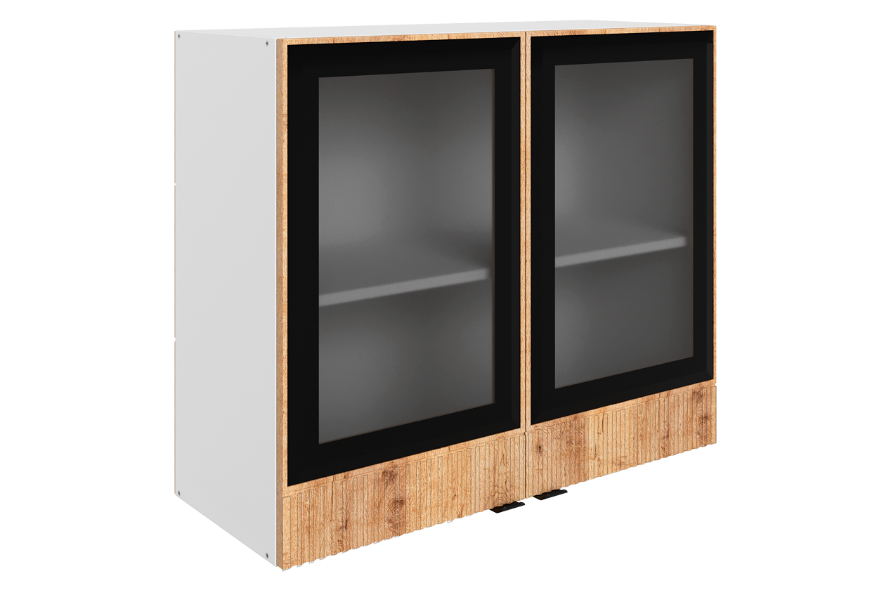 Бариста Шкаф навесной L800 Н720 (2 дв. рам.) (белый/дуб европейский матовый)