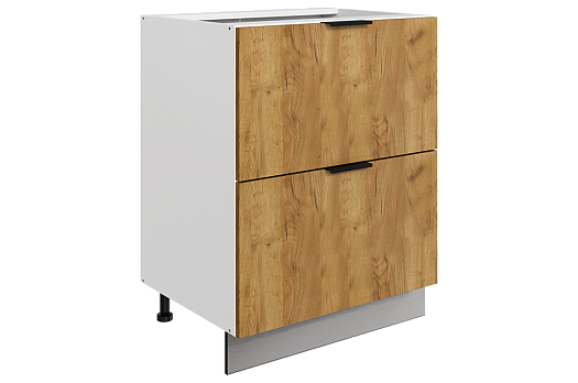 Стоун Шкаф рабочий L600 B500 Слим (2 ящ.) (белый/акация светлая)