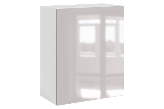 Кристи Шкаф навесной L600 Н720 (1 дв. гл.) (эмаль) (белый/дымчатый глянец)