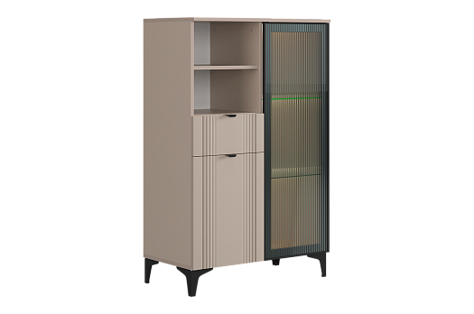 Рич Комод 2 (со стеклом) (кашемир/фрапучино матовый/черный)