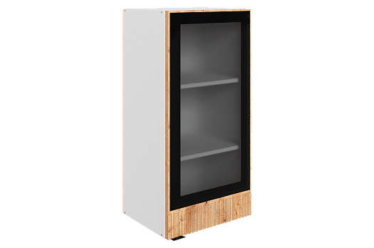 Бариста Шкаф навесной L400 Н900 (1 дв. рам.) (правый) (белый/дуб европейский матовый)