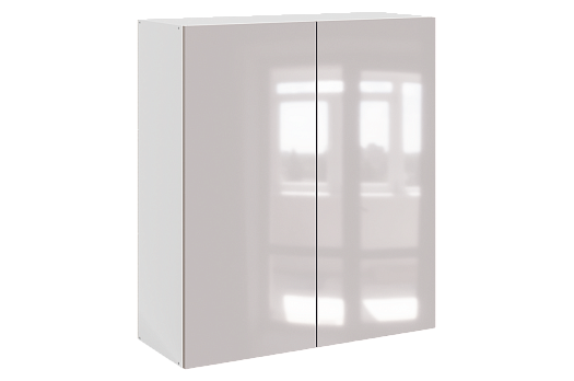 Кристи Шкаф навесной L800 Н900 (2 дв. гл.) (эмаль) (белый/дымчатый глянец)