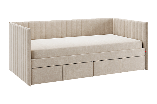 Кровать с ящиками Твикс (Софа) 90х200 см (капучино (велюр))