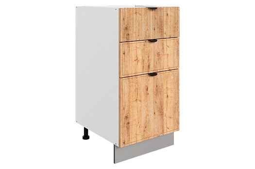 Бариста Шкаф рабочий L400 B500 Слим (3 ящ.) (белый/дуб европейский матовый)