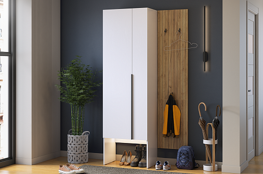 Прихожая "Мебельсон К18" (1000х350х1950) (дуб крафт золотой/белое дерево)