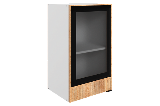 Бариста Шкаф навесной L400 Н720 (1 дв. рам.) (левый) (белый/дуб европейский матовый)