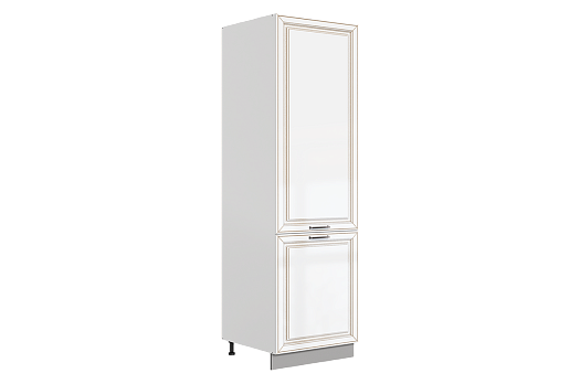 Атланта Шкаф-пенал 2 L600 (2 дв.гл.) (эмаль) (белый/белый глянец патина золото)