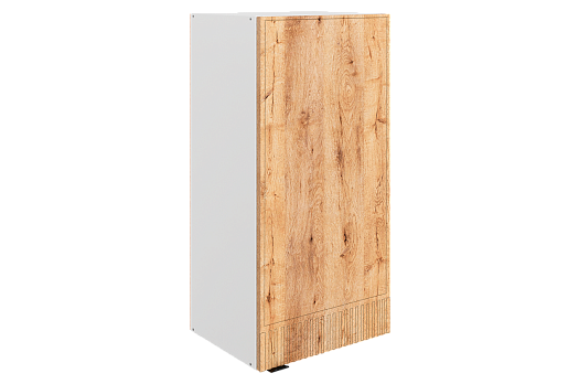 Бариста Шкаф навесной L400 Н900 (1 дв. гл.) (правый) (белый/дуб европейский матовый)