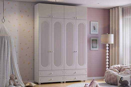 Шкаф четырехдверный "Милана К3" (белое дерево/сакура)