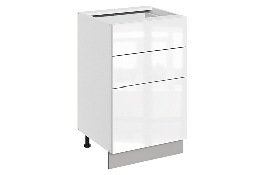 Кристи Шкаф рабочий L500 B500 Слим (3 ящ.) (эмаль) (белый/белый глянец)