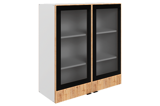 Бариста Шкаф навесной L800 Н900 (2 дв. рам.) (белый/дуб европейский матовый)