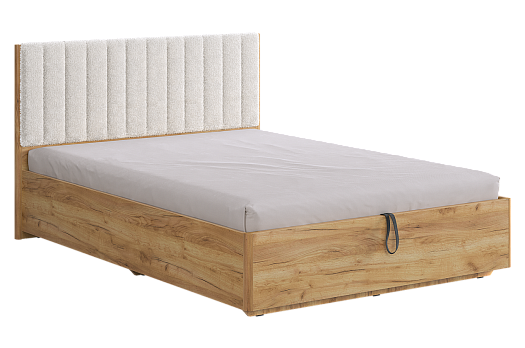 Кровать с подъемным механизмом Юлия 140х200 см (дуб крафт золотой/белый (плюш))