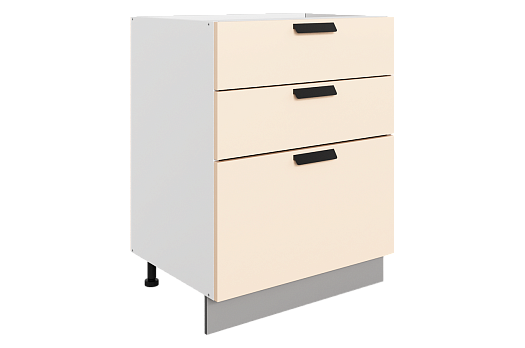 Джаз Шкаф рабочий L600 B500 Слим (3 ящ.) (эмаль) (белый/крем)