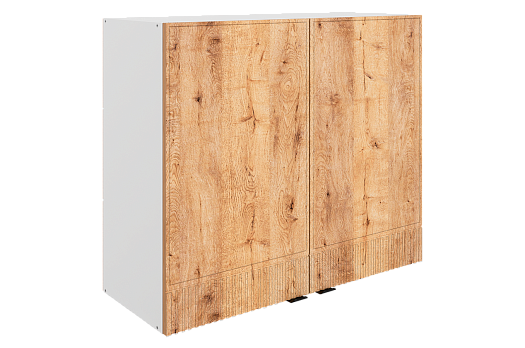 Бариста Шкаф навесной L800 Н720 (2 дв. гл.) (белый/дуб европейский матовый)