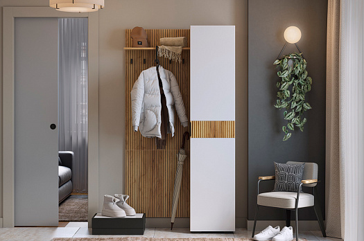 Прихожая "Мебельсон К5" (1000х350х1826) (дуб крафт золотой/белое дерево)