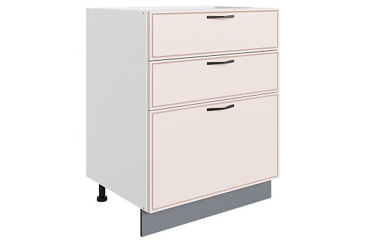 Монако Шкаф рабочий L600 B500 Слим (3 ящ.) (белый/айвори матовый)