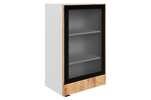 Бариста Шкаф навесной L500 Н900 (1 дв. рам.) (правый) (белый/дуб европейский матовый)