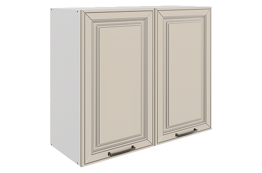 Атланта Шкаф навесной L800 Н720 (2 дв. гл.) (эмаль) (белый/сливки патина платина)