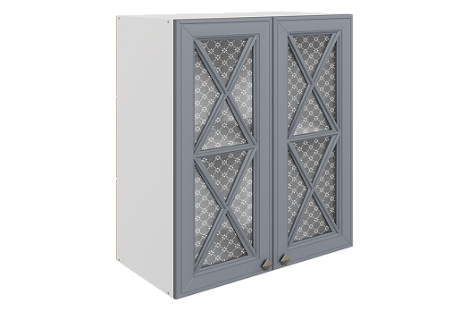 Мишель Шкаф навесной L600 Н720 (2 дв. крест.) (эмаль) (белый/серый)
