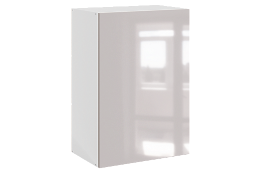 Кристи Шкаф навесной L500 Н720 (1 дв. гл.) (эмаль) (белый/дымчатый глянец)
