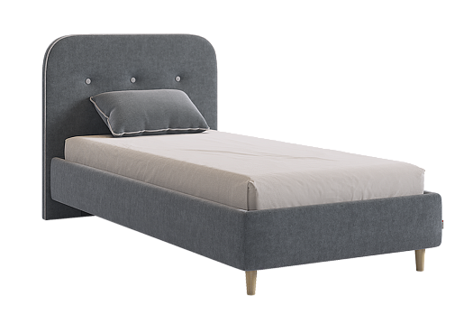 Кровать с основанием Лео 90х200 см (графит (велюр)/галька (велюр))