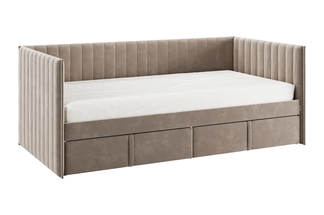 Кровать с ящиками Твикс (Софа) 90х200 см (латте (велюр))