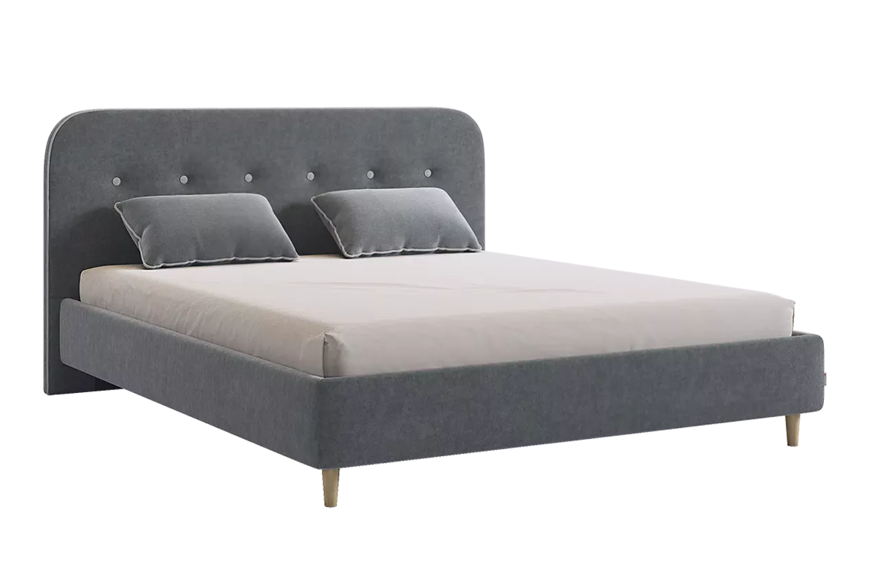 Кровать с основанием Лео 160х200 см (графит (велюр)/галька (велюр))