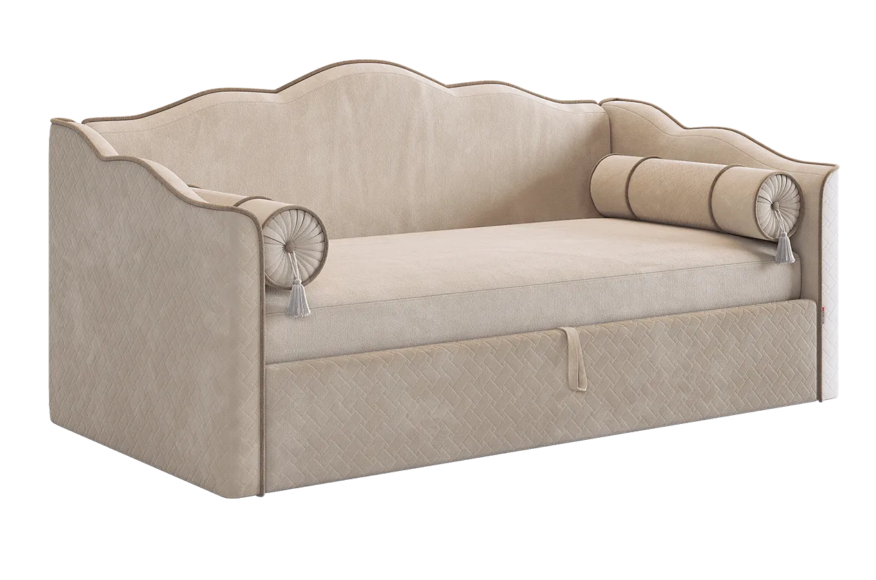 Кровать с подъемным механизмом Лея (Софа) 90х200 см (крем (велюр)/латте (велюр))