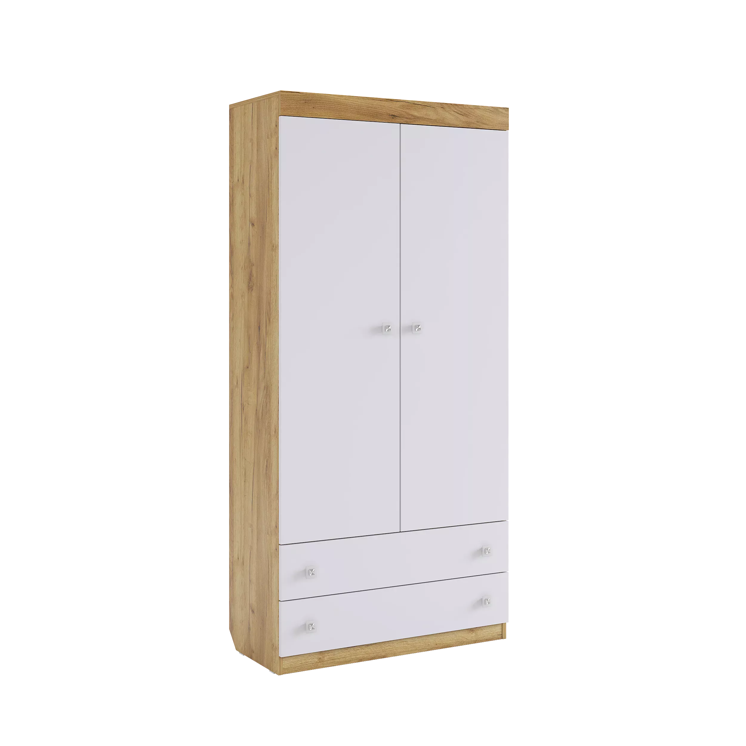 Форсаж Шкаф комбинированный (с ящ. 2-створчатый) (дуб крафт золотой/белый)