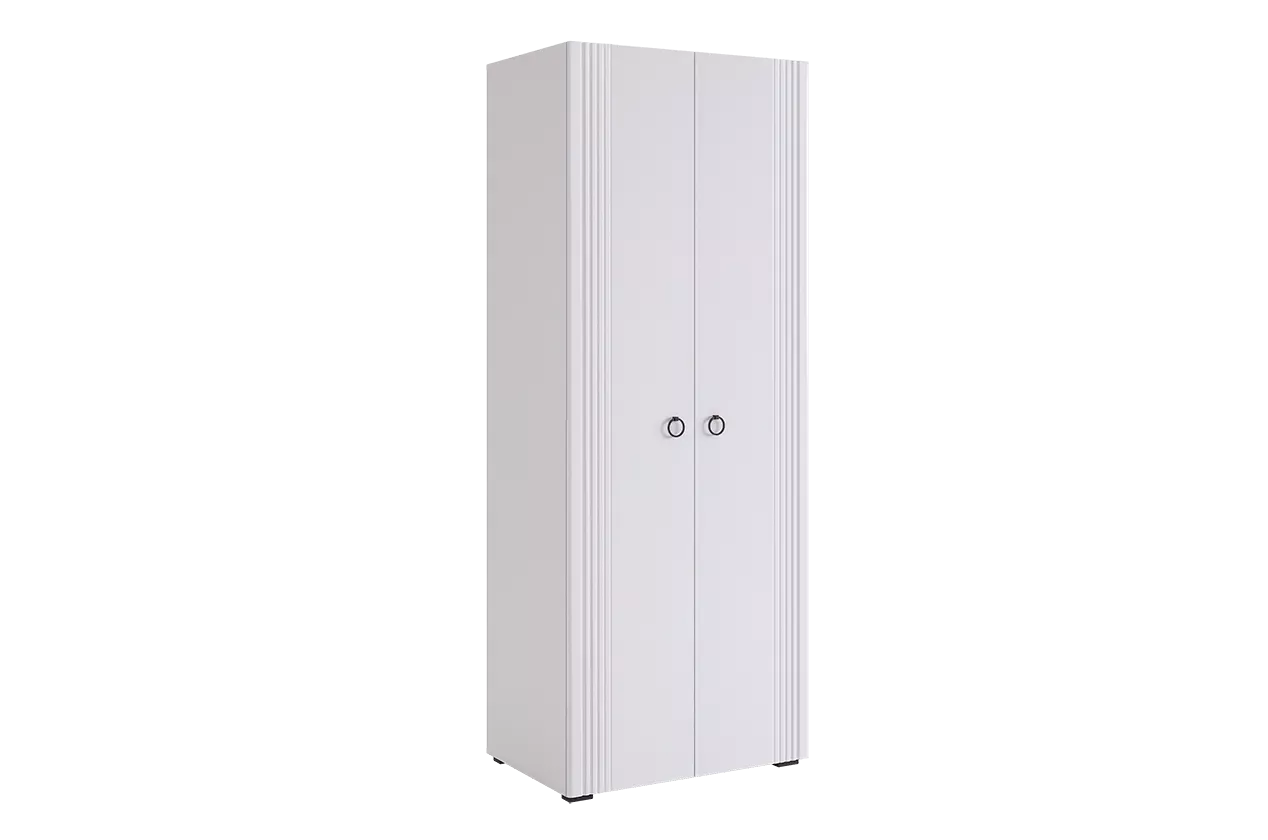 Ева Шкаф двухдверный 102.01 (белое дерево/белый матовый)