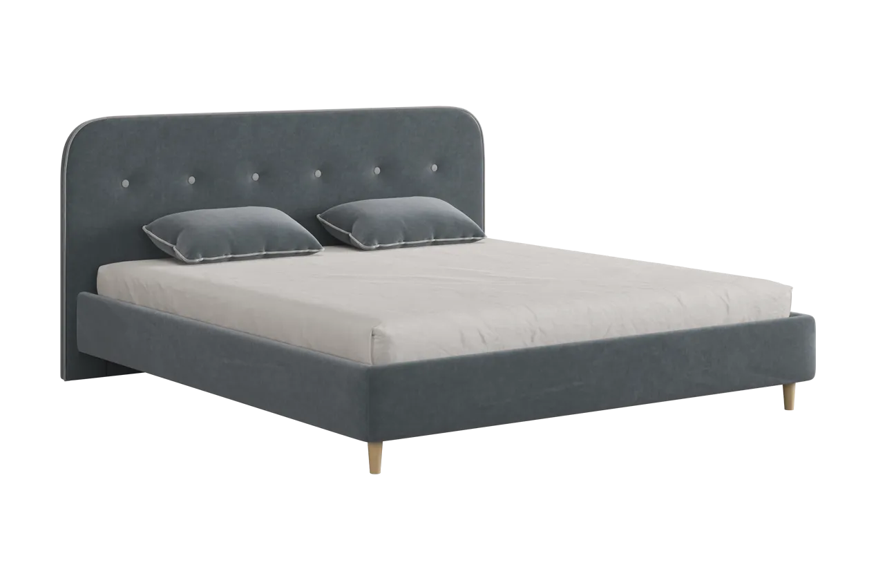 Кровать с основанием Лео 180х200 см (графит (велюр)/галька (велюр))