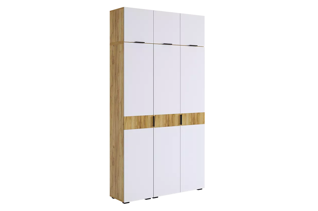 Шкаф трехдверный "Бери К2" (дуб крафт золотой/белое дерево)