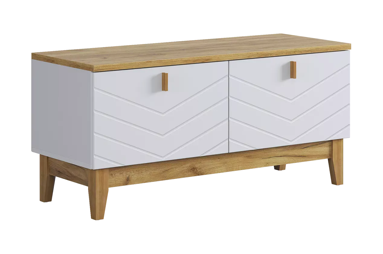 Тумба Хюгге (белое дерево/дуб крафт золотой/белый матовый)