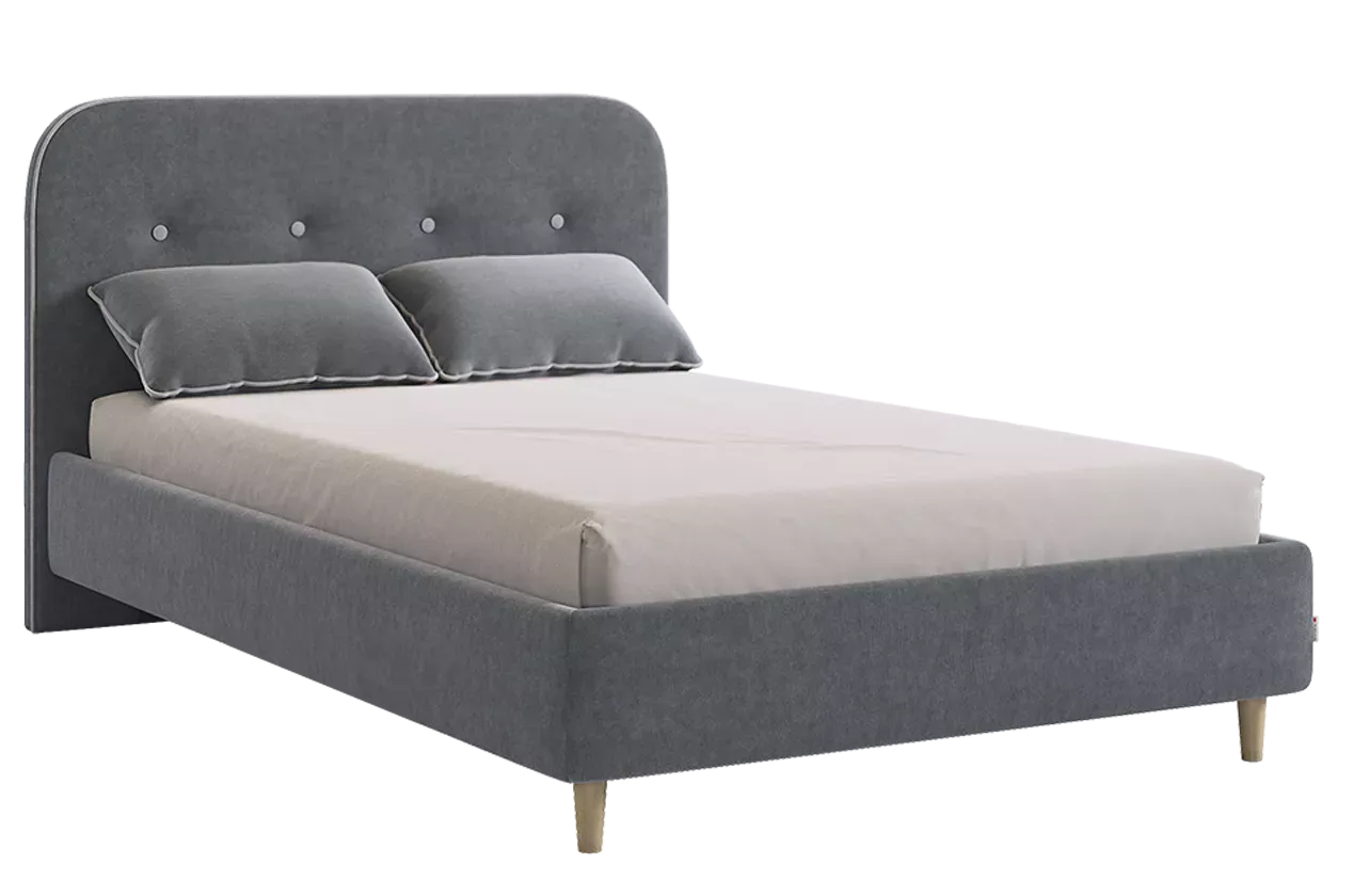 Кровать с основанием Лео 120х200 см (графит (велюр)/галька (велюр))